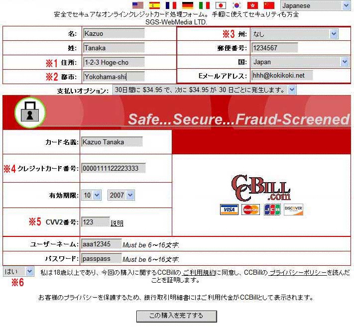 フォーム入力例